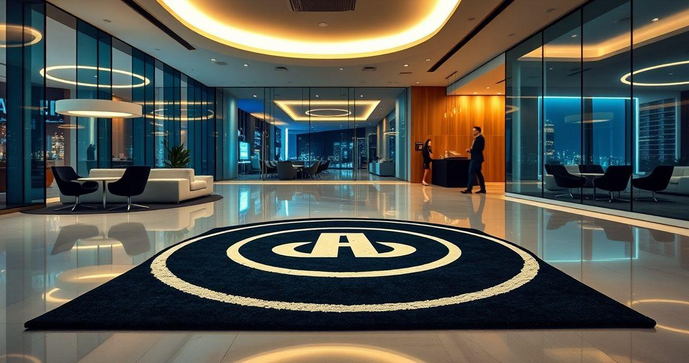 Tapete com logotipo da empresa fortalece a imagem da sua marca Tapete com logotipo da empresa fortalece a imagem da sua marca